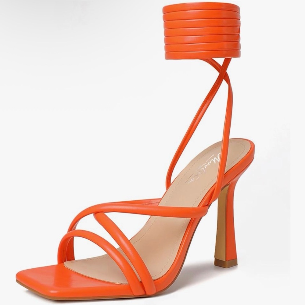 Women's Orange Strappy Heels